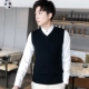 Mùa thu đông nam vest len ​​cổ chữ V phiên bản Hàn Quốc của áo len không tay vest vest cotton cotton đan vest áo ba lỗ gym
