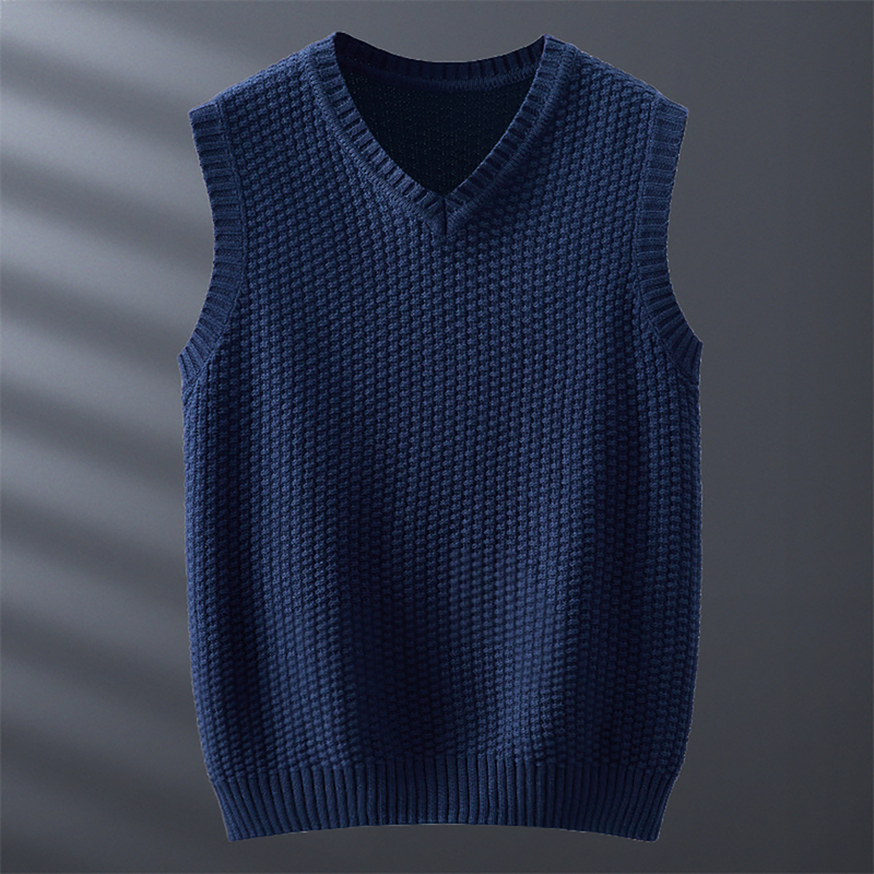 Winter Knitted Vest for Men, Korean Style V-Neck Vest, Diamond-Patterned Knitwear, Slim-Fit Sleeveless Sweater Vest