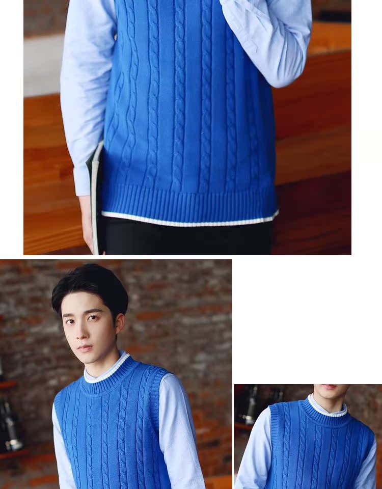 Mùa đông và mùa đông bé trai không tay áo len áo len vest nam cổ tròn dày tóc vest áo vest nam hàn quốc trẻ trung
