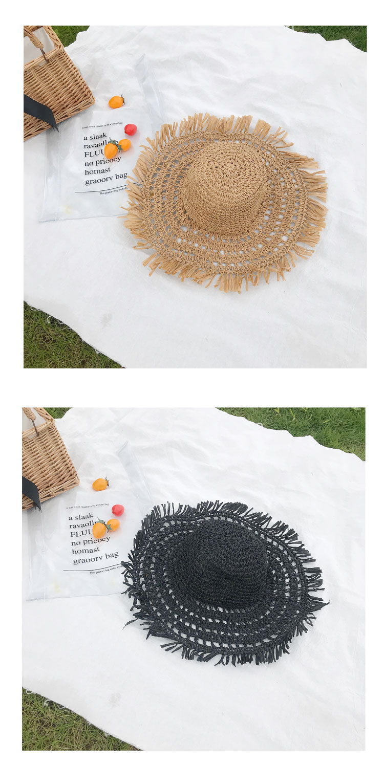 Fashion Hollow Sunscreen Big Brimmed Foldable Straw Hat display picture 6