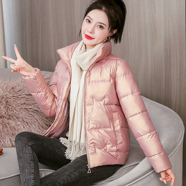 2023 winter new cotton-padded women's cotton-padded jacket stand-up collar thickened slim-fit short fashion women's wash-free cotton-padded jacket tide