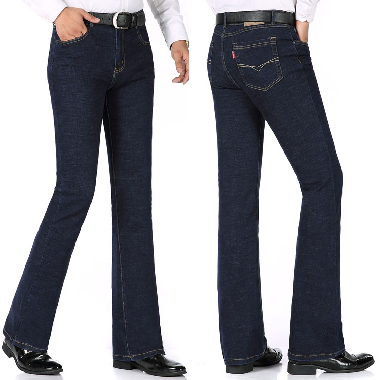 2026 Spring and Autumn New Men's Jeans Mid-High Waist Slightly Flared Jeans Soft Stretch Slim Fit Long Pants