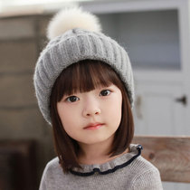 South Korea imported baby hat hair ball knitted hat autumn and winter boys and girls infants 1-2-3 year old childrens hat