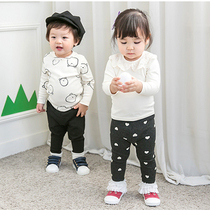 South Korea imported childrens clothes spring and autumn baby wild base shirt girls baby lace T-shirt New Tide