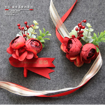 Sun Xiaomei flower X274 Chinese red tea rose brast groom corsage bride flower father mother corsage