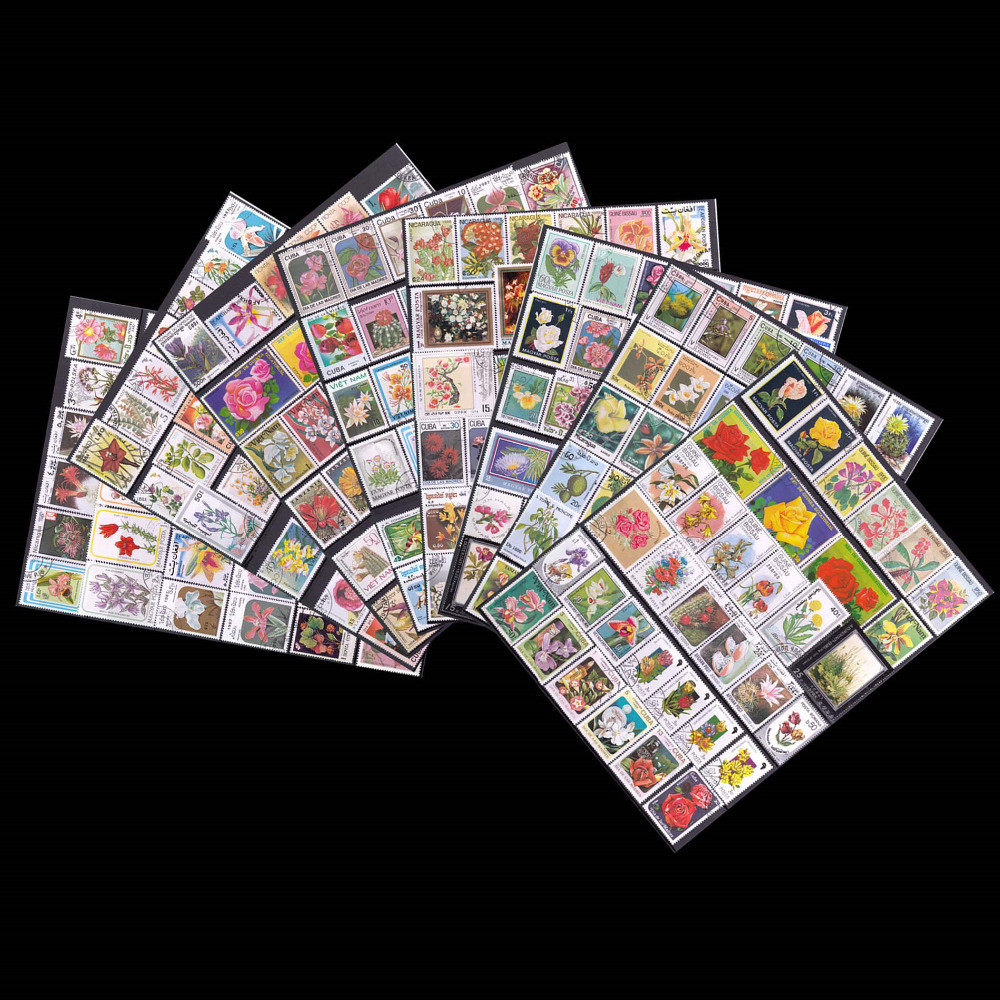 Flower Topic Foreign Cover Stamps collection of 50 different pieces