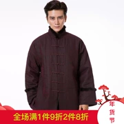 Bộ đồ Trung Quốc Tang Hanfu Quần áo nam phong cách Trung Quốc lay áo cotton cotton mùa thu đông