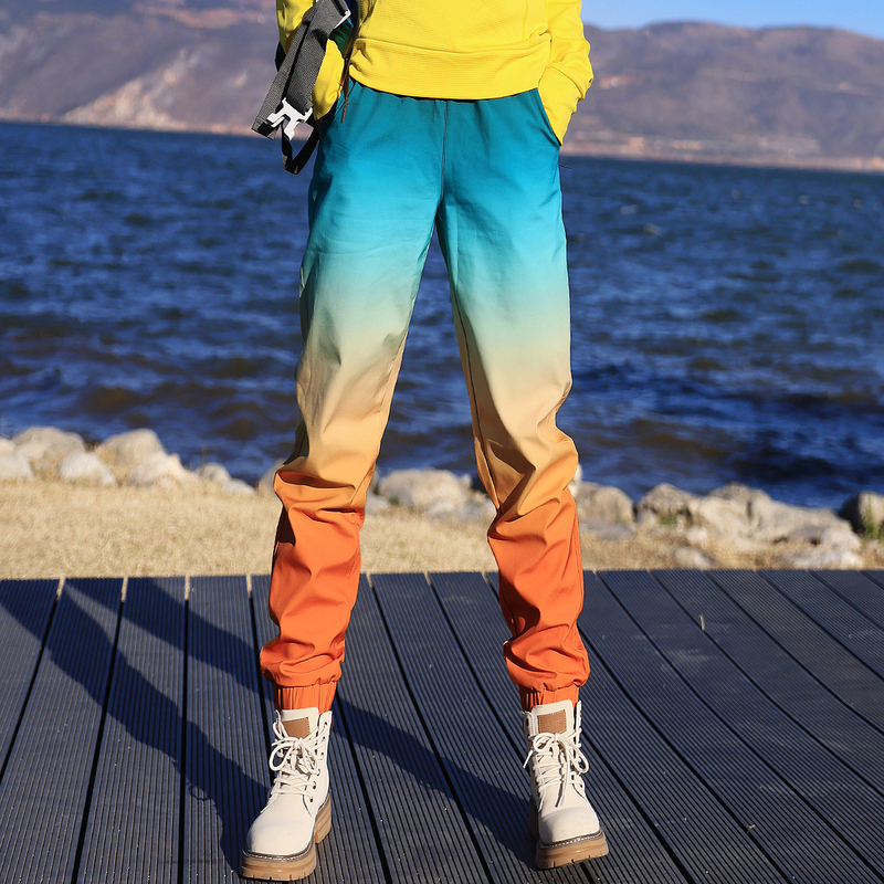 Xueqiu Island Outdoor New Gradient Jogger Pants Personalized Casual Trendy Stretch Softshell Pants Windproof Hiking Pants for Women Xueqiu Island Outdoor New Gradient Jogger Pants Personalized Casual Trendy Stretch Softshell Pants Windproof Hiking Pants for Women