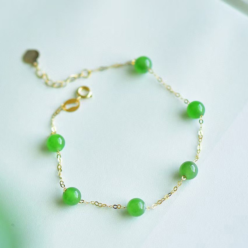 Natural original design Hetian jade jasper hand 18K gold women's style full of stars simple fresh necklace long chain