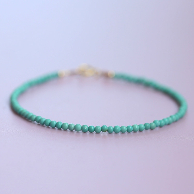 Original design natural green pine stone handmade female style 14K bag gold Xiaomi Pearl original mine open delivery hand string gift