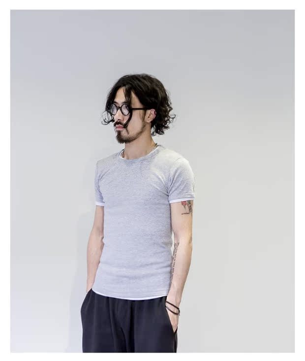 Mùa hè mới màu rắn cổ tròn tay ngắn tay áo thun cotton đáy quần cotton nam và nữ Slim phiên bản Hàn Quốc áo khoác cặp