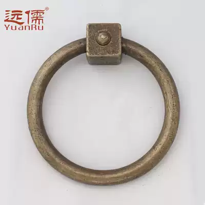 Yuanru copper sculpture Chinese antique brass door handle ring handle YRH965 diameter 10CM retro pull ring