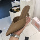 ເກີບ Dongdaemun Muller ຂອງເກົາຫຼີໃຕ້ 2024 Spring New Style Chic Pointed Toe Shallow Mouth Embossed Pattern Stiletto half Slippers trendy