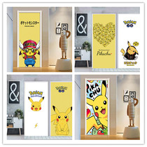 Pikachu wall sticker old wooden door Renovated Door Sticker Self-Glued Glass Closet Bedroom Bikachu Waterproof Scratchproof