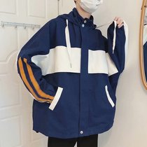 Autumn Tide brand overcoat mens spring and autumn Korean trend loose harbor style jacket youth Hip Hop hooded clothes