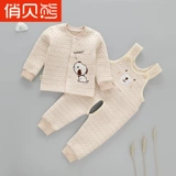 Детский удерживающий тепло хлопковый демисезонный пуховик для раннего возраста, детская стеганая заколка для волос, штаны