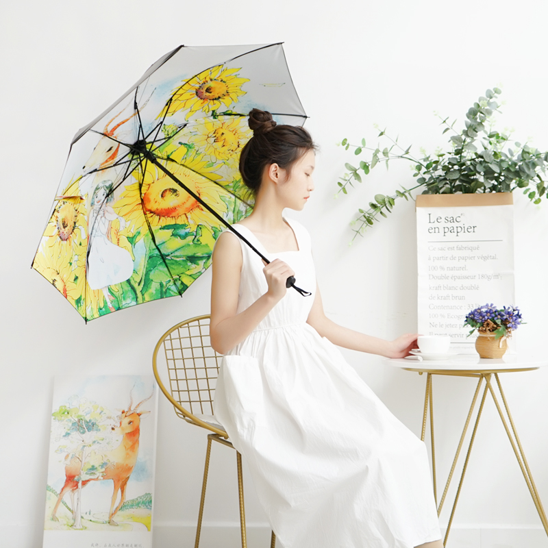【羚羊早安】防紫外线遮阳伞三折防晒