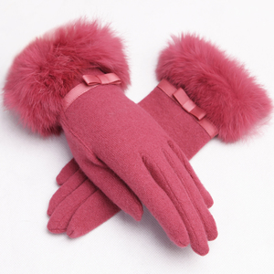 【羚羊早安】羊毛双层加绒加厚触摸屏手套