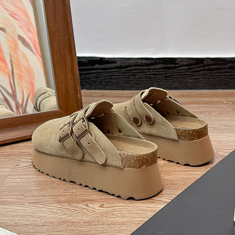 7cm Autumn and Winter Birkenstock-Style Clogs, Platform Slippers, Thick-Soled Height-Increasing Women's Shoes, Genuine Leather Birkenstock Half-Slippers 7cm Autumn and Winter Birkenstock-Style Clogs, Platform Slippers, Thick-Soled Height-Increasing Women's Shoes, Genuine Leather Birkenstock Half-Slippers