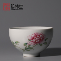 Yilin Tang pastel peony flower chicken heart Cup Tea Wine Cup Cup Cup hand-painted Master Cup drinking cup kung fu tea ceremony single Cup