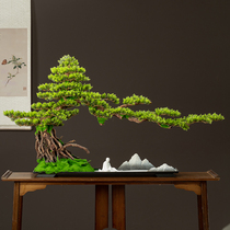 Simulation Welcome Pine Pendulum Living Room Xuanguan Wine Cabinet Office Hotel Green Plant Basin Desktop Decorations New Chinese
