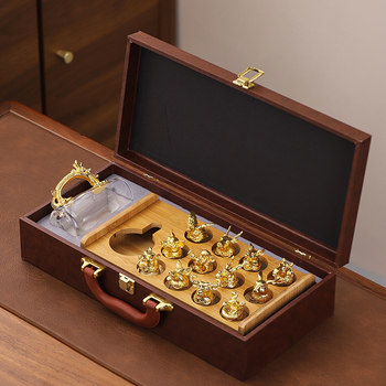 Twelve Zodiac Signs Liquor Cup Set, Chinese Style Glass Drinkware for Home Use, 12 Small Shot Glasses, Bullet-Shaped Shot Glasses