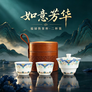 Uncut jade ice porcelain quick cup one pot two cups portable