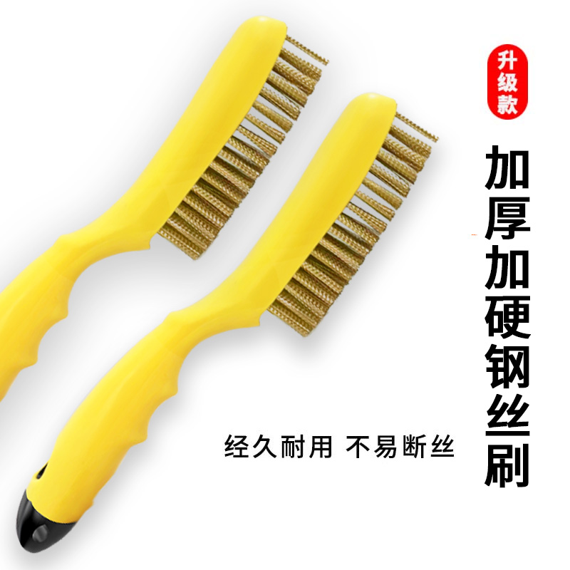 ハンドル付きワイヤーブラシ、クリーニングブラシ、ステンレススチール製バーベキュー用サビ除去・除染研磨ブラシ、工業用ハードブリストル、シャベル付き小型ブラシ