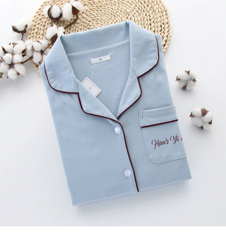 Mùa xuân và mùa thu Cotton sanding dịch vụ nhà quần dài tay phù hợp với nam và nữ mã hóa đồ ngủ dệt kim cotton đôi thương hiệu đồ ngủ cao cấp