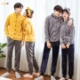 Coral fleece vài bộ đồ ngủ dày nam và nữ flannel mở dài tay phục vụ nhà phù hợp với mùa thu và mùa đông mới đồ ngủ cộc tay cho nữ