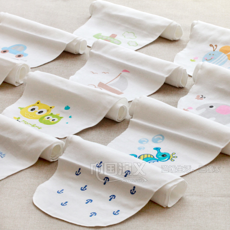 (2 dress) Children's pure cotton 4-layer infant isolation sweat cushion back towels baby spring and summer season sucking sweat towels 0-1-3 years old