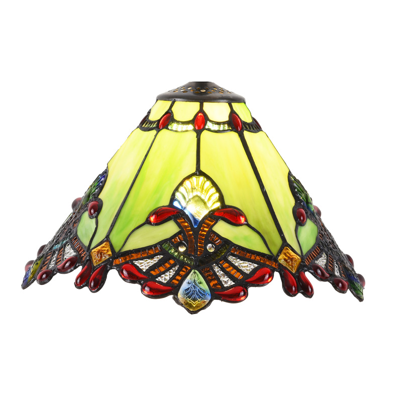 Tiffany Table Lamp Shade Green Hanging Bell Glass Lampshade Living Room Bedroom Bedside Lamp Study Decorative Lighting Fixtures