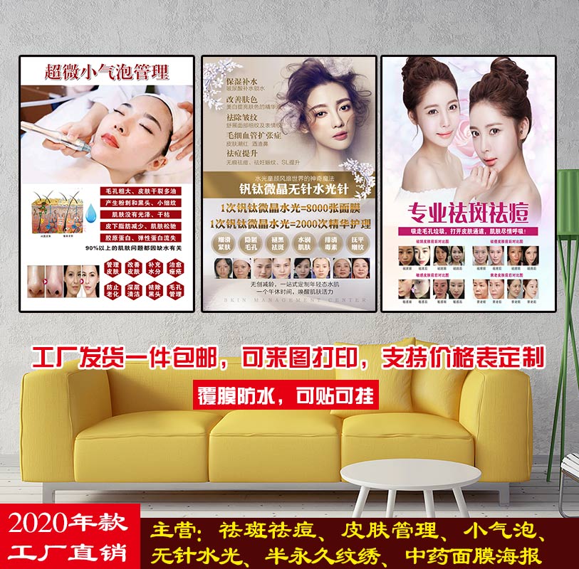 Skin Management Poster Small Bubble Without Needle water light Dispatches and acne Acne Beauty half permanent veins embroidered micro whole wall charts