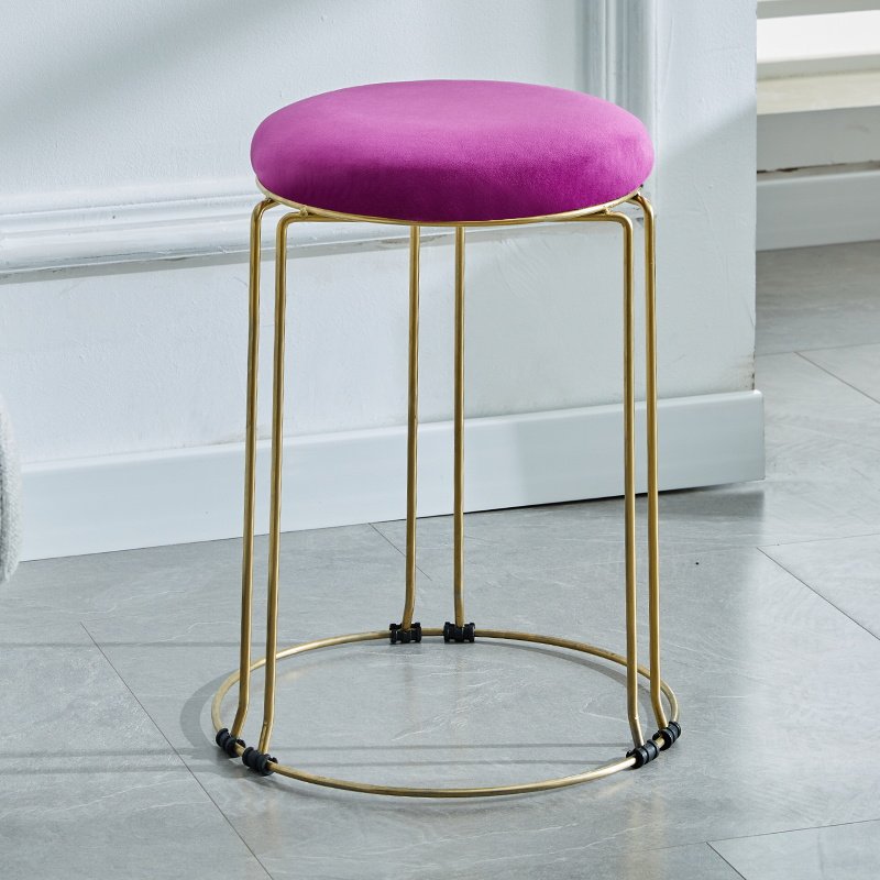 Light luxury steel bar stool household round stool living room stool