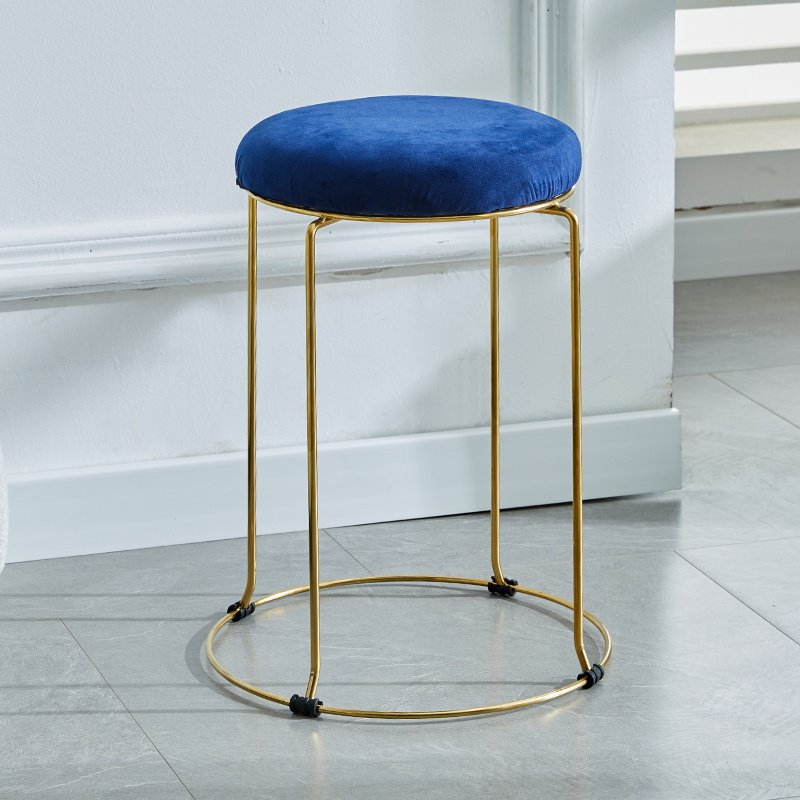 Light luxury steel bar stool household round stool living room stool