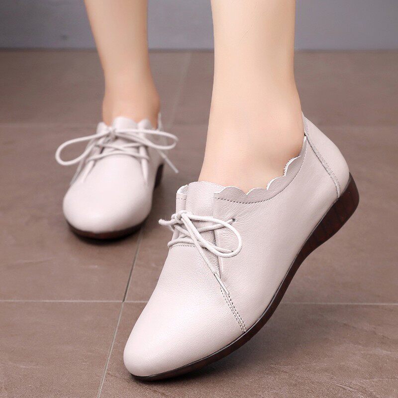 Spring and Autumn Shoes 2022 new flat - sole casual single - shoe lady leather strap with comfortable soft - sole female shoes