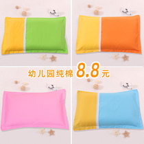 Kindergarten Children Pure Cotton Pillowcase Pillow Buckwheat Pearl Cotton Rangling Health Care Pillow Core Powder Green Blue Yellow 30 * 50