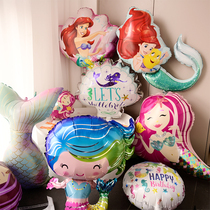 Girl Mermaid Themed Birthday Decoration Baby Princess Party Balloon Scene 1st Year Placement Supplies Background Wall