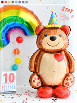 Small Bear Aluminum Film Balloon Can Stand Loving Birthday Party Decorations Arrange Baby Childrens Birthday Photo Props