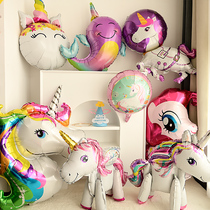 Unicorn Balloon Child Boy Girl Princess Girl Birthday Baby Birthday Party Scene Arrangement Decoration Background Wall