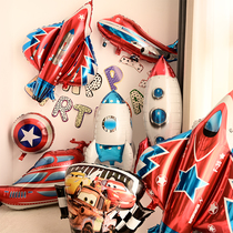 Boys birthday party Balloon Spaceship Rocket Ship Aluminum Film babys birthday arrangement Background wall Decorative Props