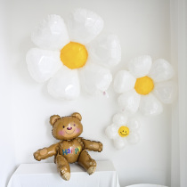 South Korea Ins Wind Daisy Aluminum Film Balloon Birthday Decoration Scene Arrangement Childrens Birthday Party Dress Code