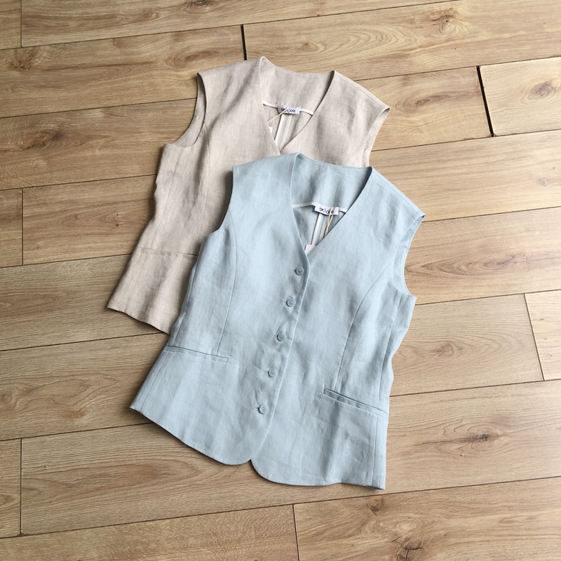 Tang's Store 100% Linen Slim Fit Vest