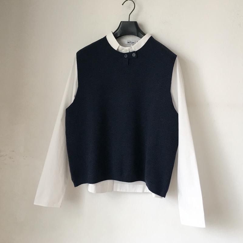 Tang's Store Wool Blend Round Neck Elegant Wool Vest