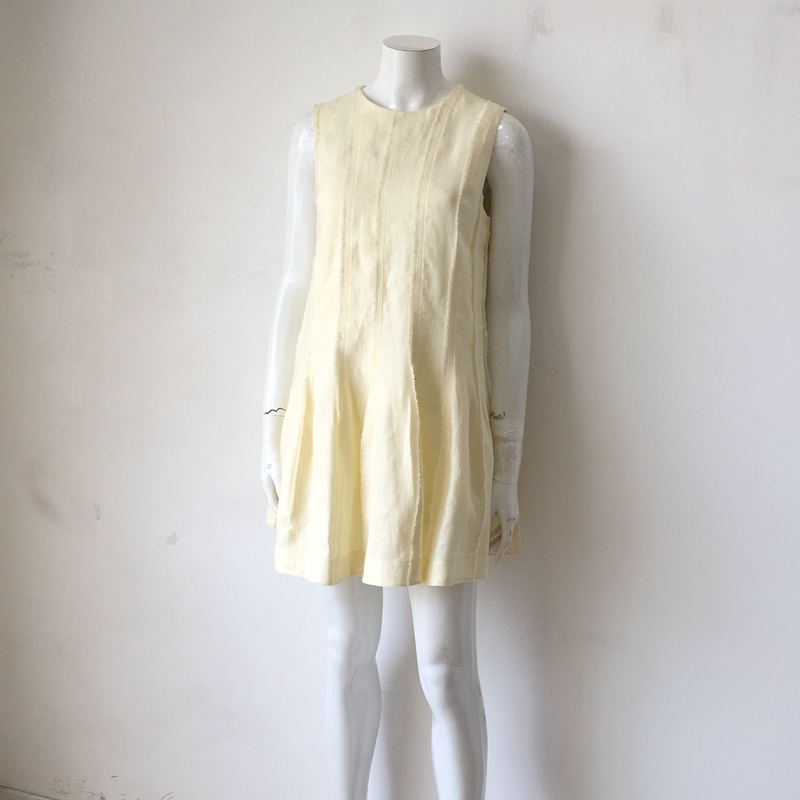 Tang's Store C Brand 100% Linen Frayed Edge Trim Sleeveless Dress (Short) Tang's Store C Brand 100% Linen Frayed Edge Trim Sleeveless Dress (Short)