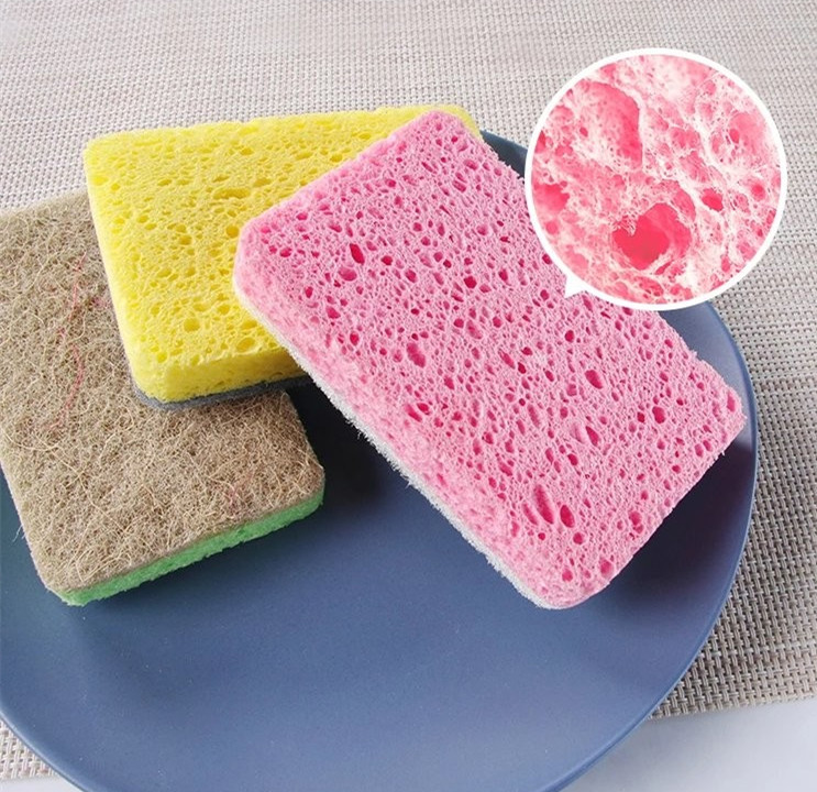 Wood pulp cotton bagcloth double sided kitchen brush bowls dishwashing rag cleaning sleepy and sleepy and sleepy