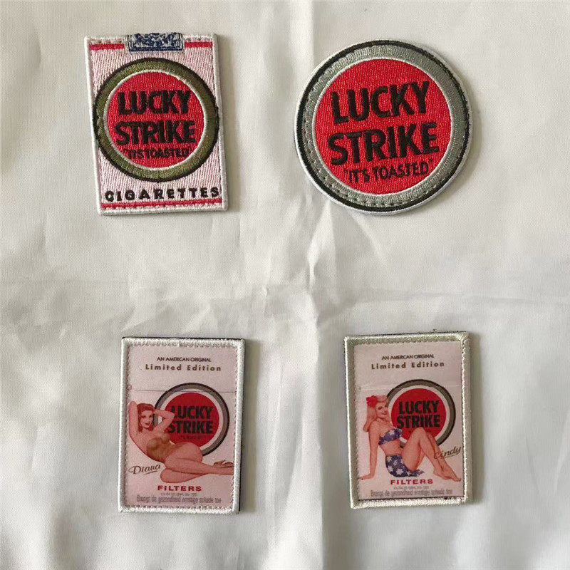 Retro Style Magic Sticker WWII LUCKY STRAKE Good Color Smoke Series Chapter Pattern Morale Badge