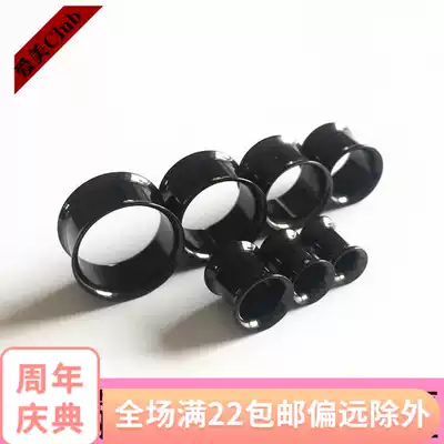 European and American ear expansion toothless double bell mouth electroplating black hollow titanium steel ear expansion ear needle ear ornaments do not fade