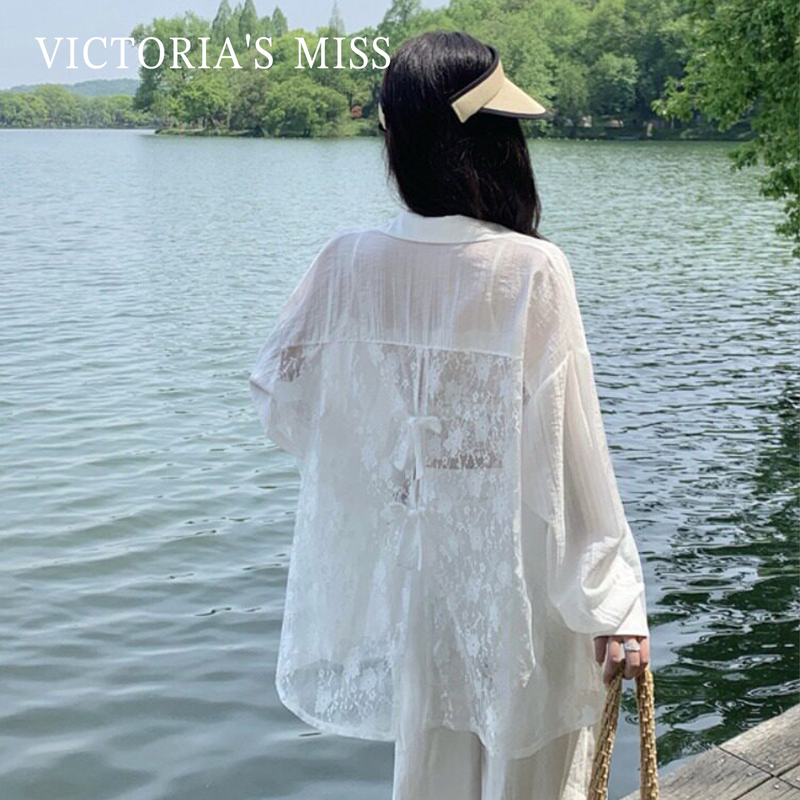 British Victoria's Miss Sun Protection Shirt for Women, Autumn Sheer Chiffon Outerwear, Mid-Length Cardigan