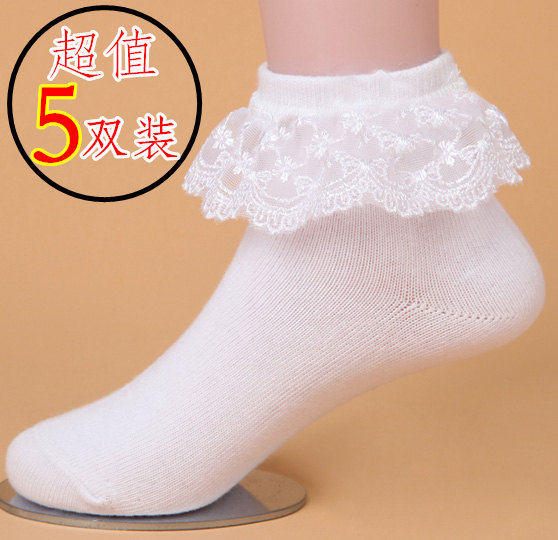 Spring and Autumn children bow lace socks Lace socks Baby girls pure cotton socks Students white dance socks